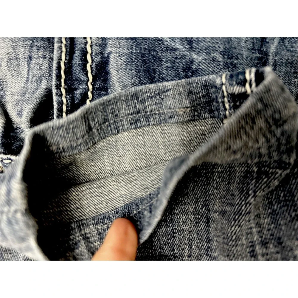 Miss Me Girls Skinny Denim Jeans Sequined Embroidered Pockets Blue  Sz 8 Stretch